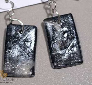 Marble Black and Grey Earrings - Polymer Clay