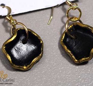 Black with Gold Trim Earrings - Polymer Clay