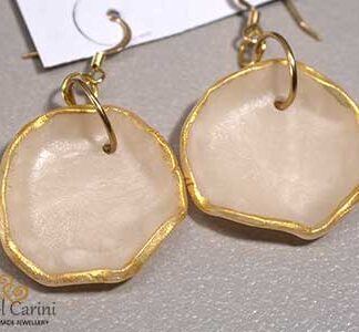 Gold Trim and Pearl Earrings - Polymer Clay