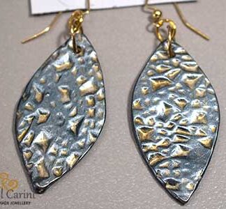 Gold and Silver Leaf Shaped Earrings - Polymer Clay