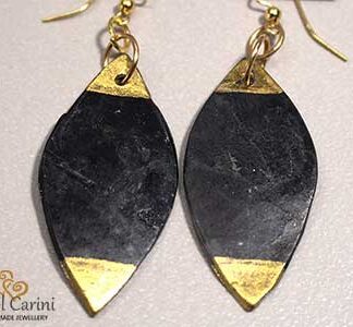 Black and Gold Long Earrings - Polymer Clay