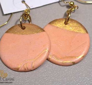 Splash of Gold with Salmon Earrings - Polymer Clay